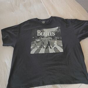 The Beatles Black Logo Crewneck Tee - White Print 3XL